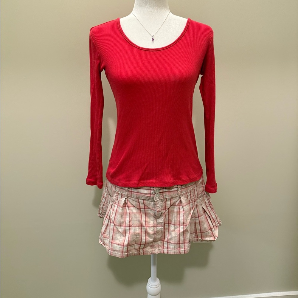 Gap body pink ribbed long sleeve, size S